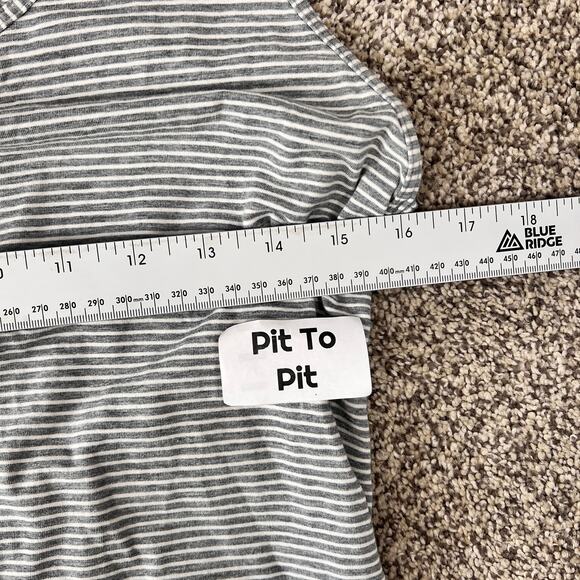 LULULEMON Women's Go For It Hyper Gray White Striped Open Back Scoop Neck Dress - Picture 6 of 9